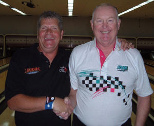 AMF HILLTOP LANES TOURNAMENT WINNERS
AUGUST 20, 2006
(L to R) Maury Jacobs CHAMPION,
Gordon Domgaard 2nd.