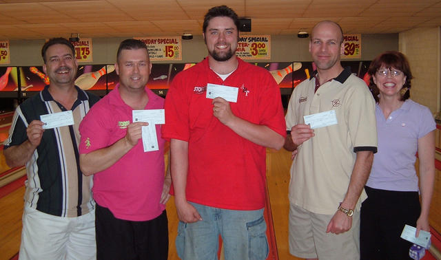 ORCHARD LANES TOURNAMENT  WINNERS
APRIL 22 & 23, 2006
(L to R) Mark Cornett 4th, Robert Harris 2nd, 
Chris Oveson CHAMPIO