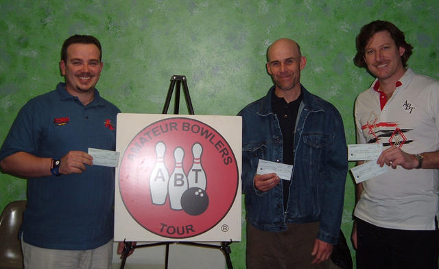 VALLEY LANES MASTER DIV. WINNERS FEB. 10 & 11, 2007 (L to R) Steven R. Anderson CHAMPION, Wyatt Wadley 2nd, Jeff Greenhalgh