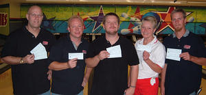 ALL STAR SANDY LANES TOURNAMENT WINNERS
SEPTEMBER 23 & 24, 2006
(L to R) Jeff Foster 4th,
Bill Weiss, Jr. 2nd,
Brian Sha